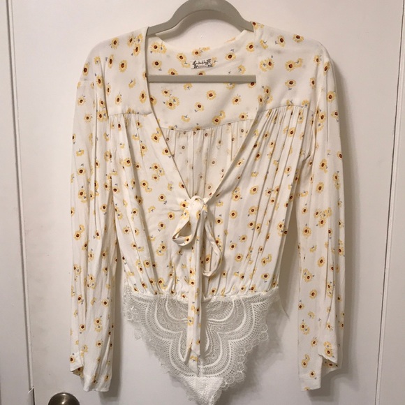 Free People Fourties Feels Printed Body Suit - Picture 7 of 8